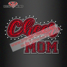 Cheer Mom Glitter Rhinestone Iron On Transfer for Spirit Wear